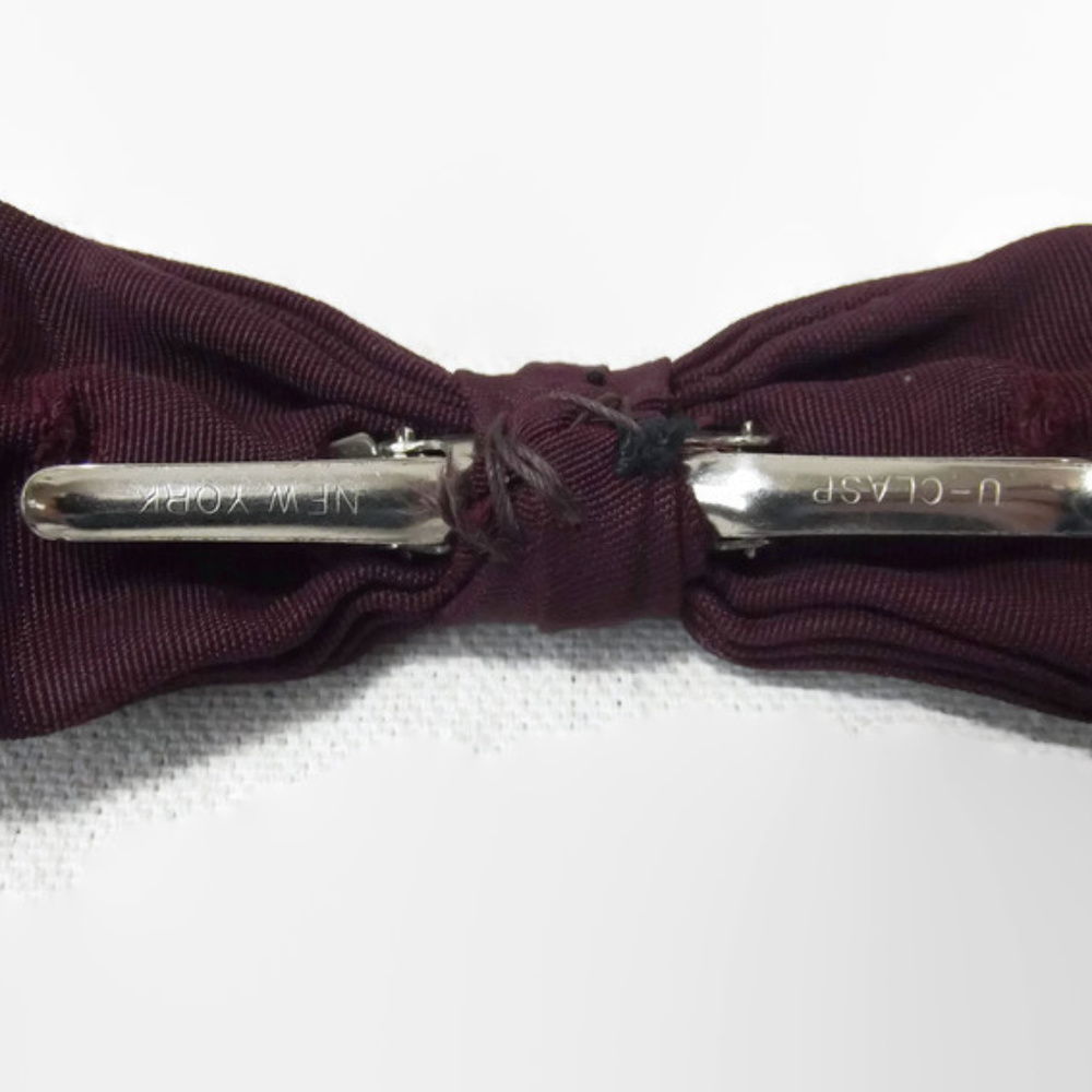 Vintage MCM Clip on Burgundy Bow Tie - Picture 5 of 8